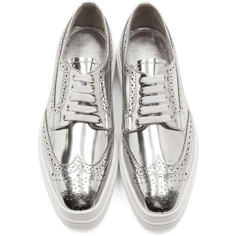 prada silver brogues|Prada brogue leather shoes.